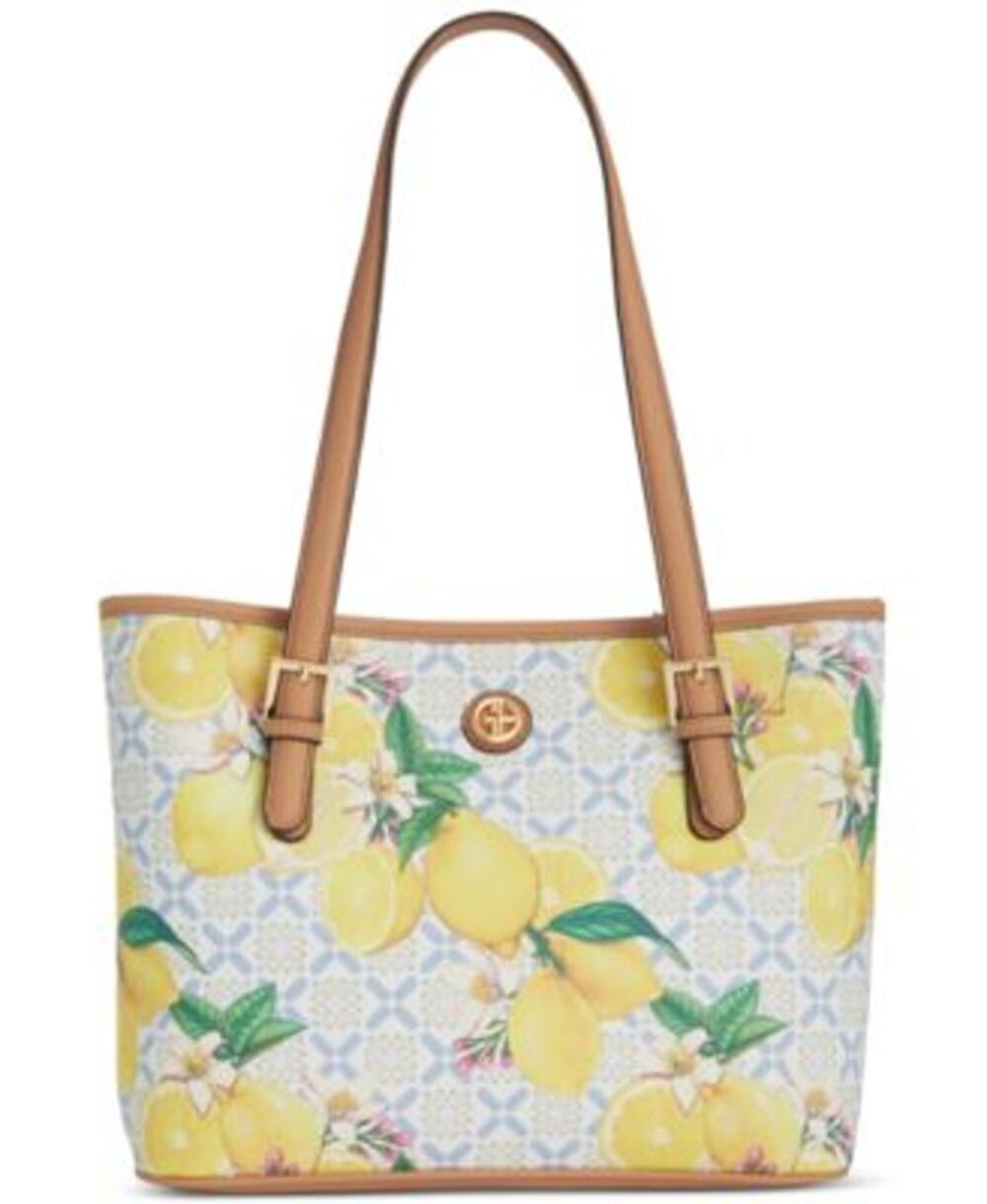 Giani Bernini Women's Lemon Print Saffiano Tote in Yellow Lemon Print